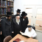 Bochurim being tested on their learning by HaGaon Reb Dovid Landau Shlita