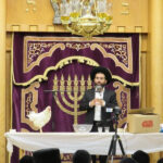 A live shiur on Hilchos Shechita at the Great Belz Shul in Yerushalayim